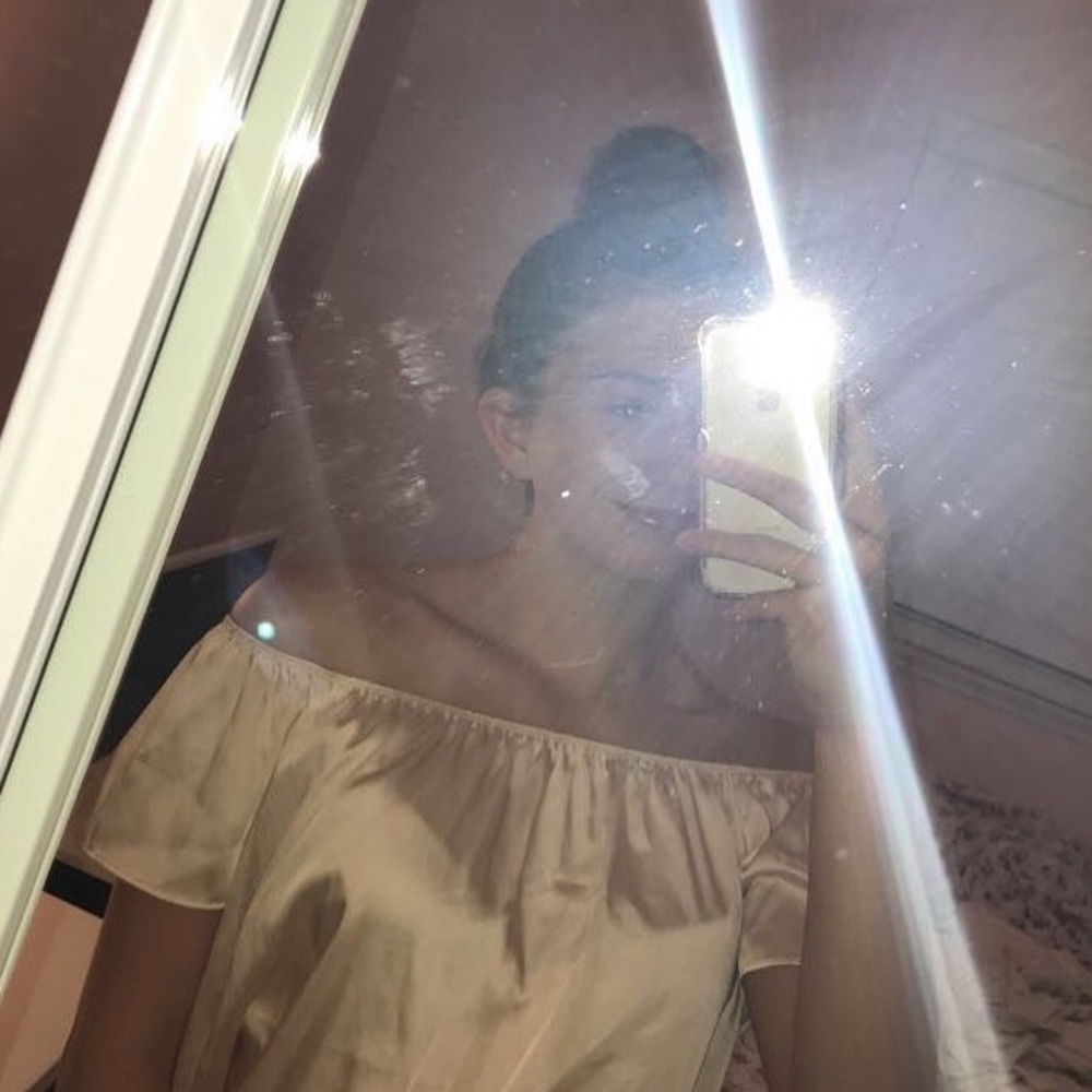 Reflective off the shoulder forever 21 Blouse